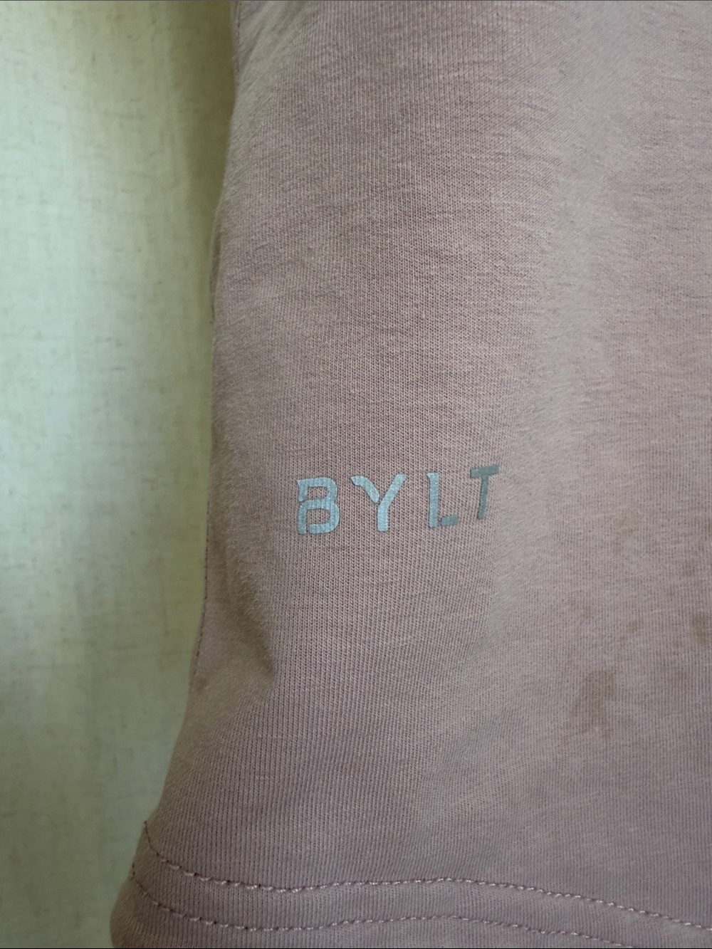 BYLT Basics Dusty Rose Polo with White Polka Dot Trim - Picture 2 of 3